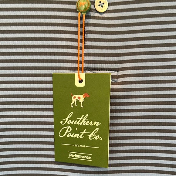 Southern Point Men's Blue Striped Performance Polo Shirt - Picture 2 of 8